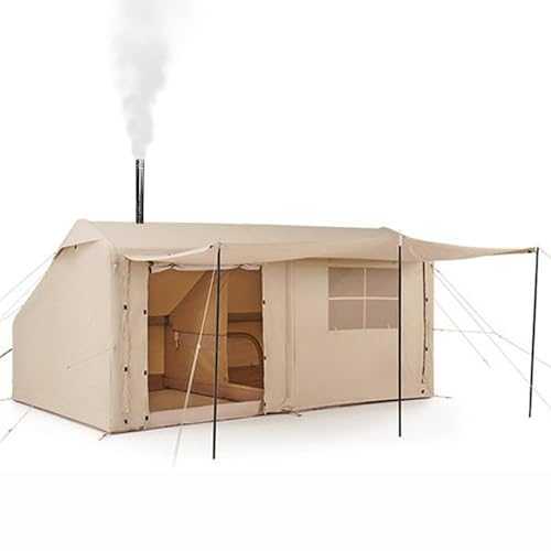 Inflatable Tent, 4 Season Waterproof Pop-Up Tent with Pump, Large Family Tents Blow Up Tents with Stove Jack Hole, Quick Setup
