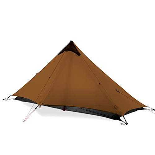 Tent 1 Person Outdoor Ultralight Camping Tent 3 Season Rodless Tent for Hiking Travel (Khaki 210x95cm)