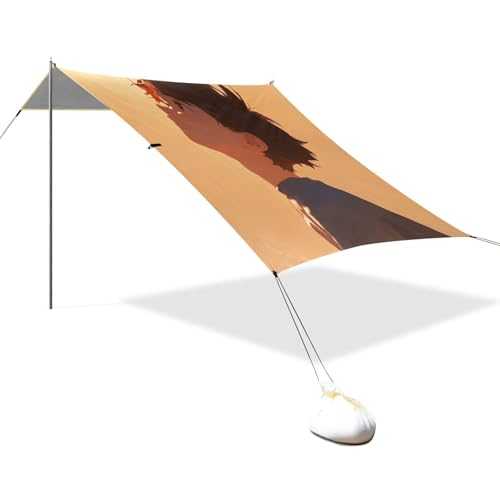 Quiet Men Beach Cabana Tent UPF50+ Water-Resistant Large Sun Shelter with Sandbags & Sand Shovel for Family Travel