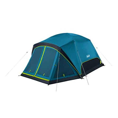 Coleman Skydome Dark Room Tent with Screen Room, Weatherproof 4/6 Person Tent Blocks 90% of Sunlight & Sets Up in 5 Mins, Included Rainfly & Carry Bag, Made of PFAS-Free Materials