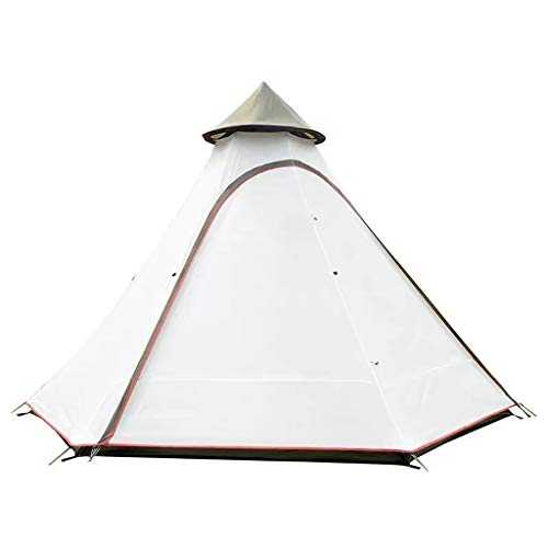 BPHUI Camping Tent Pyramid Shape Tent 4 Person Easy Set Up Waterproof Double Layer Aluminum rod Instant Tent for Family Hiking Lightweight Easy Set Up (Color : White)