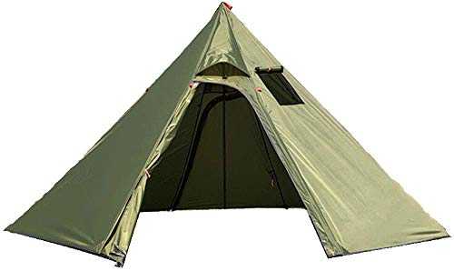 Ultralight 3 Person Tipi Hot Tent with Fire Retardant Stove Jack for Flue Pipes with 2 Doors Army Green