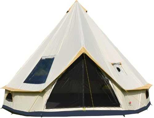 PPGE Home Bell Tent, 10 Person Yurt Tent Luxury Camping Bell Tent with Top Stove Plug-in for 4 Season Glamping, Party, Outdoor Activities