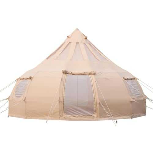 Cotton Canvas Family Camping Tent for 8-10 Person, 4 Season Glamping Tent, Hot Tent with Stove Jack Yurt Tipi, Teepee Tent