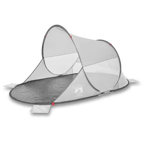 vidaXL Beach Tent Grey - Pop-up Waterproof Shelter, Portable & Stable Camp Cover, Polyester with PU Coating, 205x125x90 cm