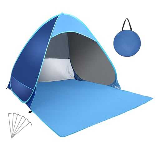 Beach Shelter with UV Protection – UPF 50+ Beach Tent for 2-3 People, Lightweight & Portable Beach Shade with Carry Bag, Sun & Wind Protection for Beach, Camping, Garden