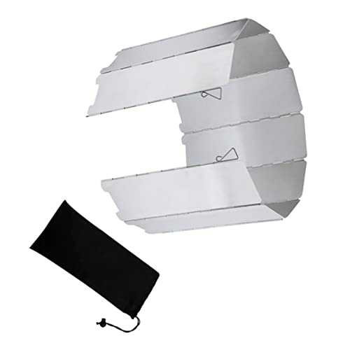 BESTonZON Outdoor Stove Windproof Plate Portable Aluminum Alloy Windscreen for Camping Hiking and Picnics Heat Resistant Shield with Storage Pouch Efficient Use and Wind