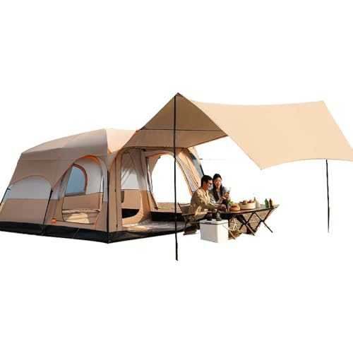 The outdoor tent has two bedrooms and one living room, and the canopy is extended to the double-layer rain and sun protection, camping, camping, and overnight equipment