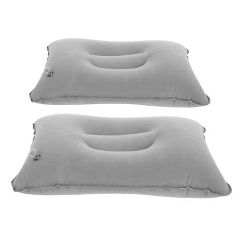 BIUDECO 2Pcs Inflatable Camping Pillow for Neck and Lumbar Soft Flocked Thick Design for Hiking Backpacking Beach and Outdoor Activities