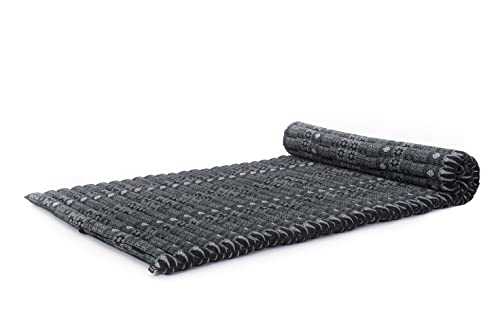 Leewadee - Foldable Floor Mattress - Japanese Roll Up Futon -Trifold Tatami Mat- Guest Floor Bed - Camping Mattress - Thai Massage Mat, Kapok Filled, Black