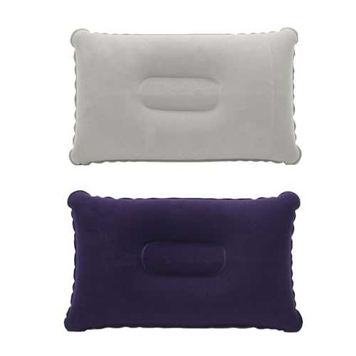 Quorlis Inflatable Pillows for Camping - 2 Pack Ultralight Compact Blow Up Pillow for Travel, Soft Flocked Surface Camping Pillow for Neck & Lumbar Support, Outdoor Portable Compressible Air Pillow