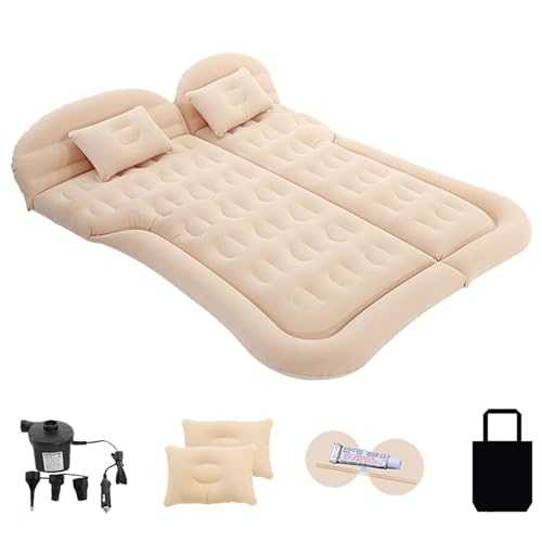 SZSXYBZ Customize what you need Car Air Mattress for Land Rover Range Rover Vogue, Camping Sleeping Air Bed with Adjustable Back Seat 6 Independent Airbags Flocking PVC(A/Beige)