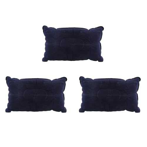 BLASHRD 3X Double-Sided Flocking Pillow Inflatable Portable Foldable Pillow for Camping/Traveling/Office Blue