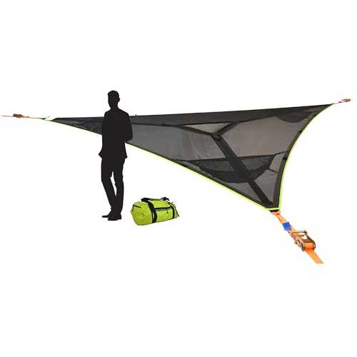 Tentsile Trillium Giant Hammock, The Original Tree Tent Company, 3 to 6 Adult Capacity, Anti-Roll, Central Hatch, Ratches and Straps Included, Designed in The UK (3 Person, Black Mesh)