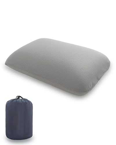 Travel Pillow Camping Pillow Memory Foam Bed Pillow Lightweight Easy to Carry Portable Cooling Home Small Pillow Removable Pillow Cover with Travel Storage Bag (Gray)