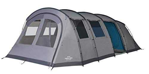 Vango Purbeck 600XL Tent [Amazon Exclusive] Family Camping 6 Man Tent with 3 Rooms, Enclosed Porch Area for 6 People, Vivid Grey