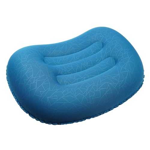 RLXMARTD Ultralight Inflatable Camping Pillow, Compressible Travel Neck Support, Blue (Sky Blue No Tie)