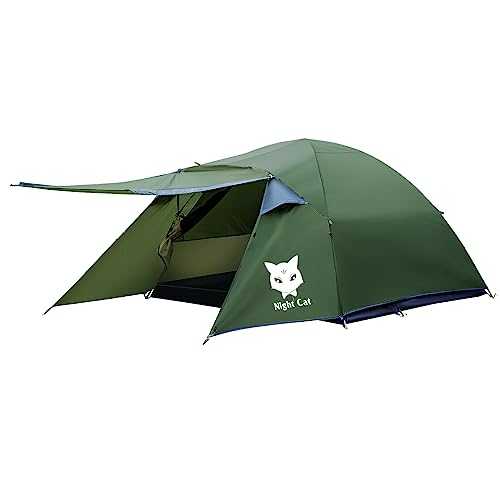 Night Cat 3 Person Tent Waterproof for 2 3 Man Camping with Porch Double Layer Tent for Camping Hiking