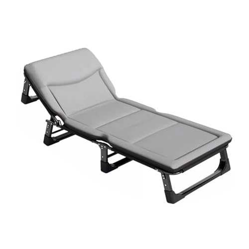 GXXINGIN Portable Folding Bed，Camping Cots,Foldable Bed with Mattress 4 Speed Adjustable Backrest with 3D Memory Headrest Portable Folding Bed Cot Lounge Chair for Beach Lawn Camping(Gray,192 * 65 *