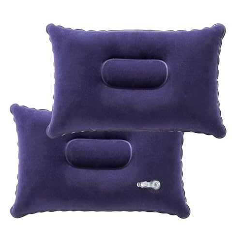 tinshow 2 Pack Inflatable Travel Pillows Blow Up for Camping Air Cushions Ultralight Small Soft Portable Waterproof Compact for Beach Traveling Hiking Fishing Sun Lounger Sunbathing Durable (Purple)