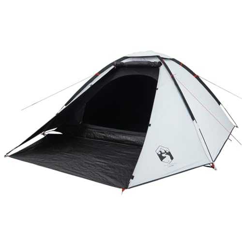 vidaXL 4-Person Dome Camping Tent – White Blackout Fabric, Waterproof, Lightweight & Portable Design with Detachable Rainfly and Easy Setup