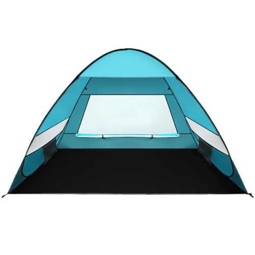 POPETPOP Lightweight Pop-up Tent Camping Essential Uv50 Guard Beach Tent Travel Shelter Portable Blue 200x145x130cm
