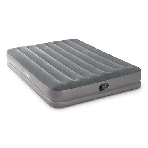 Intex Dura-Beam Standard Series Prestige Mid-Rise Airbed with Fastfill USB Powered Internal Air Pump, Queen, Grey
