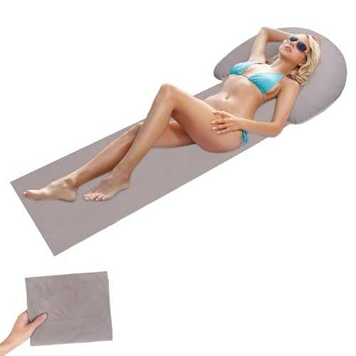 Biurany Portable Inflatable Beach Mat Pillow for Sunbathing Camping, Flocked Sand Free Surface, Pillow Surround 170x75cm (Grey)