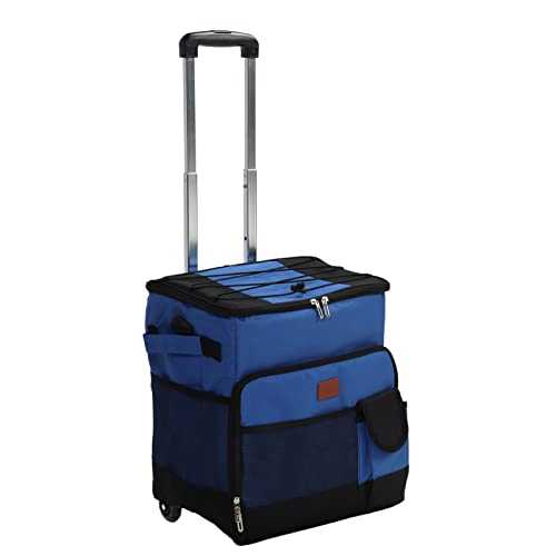 Cryfokt Rolling Cooler Bag, Soft Insulated Roller Cooler with Wheels, 35L Oxford Cloth Portable Leak Proof Cooler Bag with Double Zipper, Collapsible Cooler for Camping, Hiking, Beach