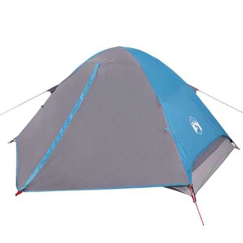 vidaXL 4-Person Blue Camping Dome Tent - Waterproof with E-Port, Removable Rainfly, Mesh for Ventilation & Mosquitoes, Easy Setup