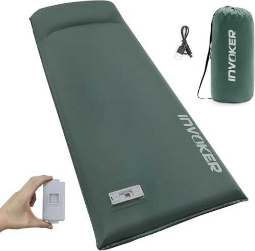 INVOKER Camping Sleeping pad – 3.1 inch UltraThick Elasticity Foam Fast Self-Inflating Insulated Durable Camping Mat with Pillow for Tent Backpacking Traveling and Hiking Air Mattress