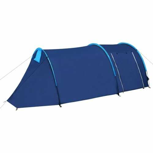 [US Direct] Waterproof Camping Tent 2~4 Persons Tunnel Tent for Camping Hiking Travel Fibreglass Poles Blue