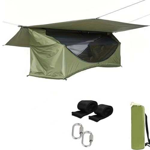 Single Camping Hammock with, Lightweight Portable Cot Bed for Backpacking, Hiking, Beach, Traveling, Backyard Relaxation