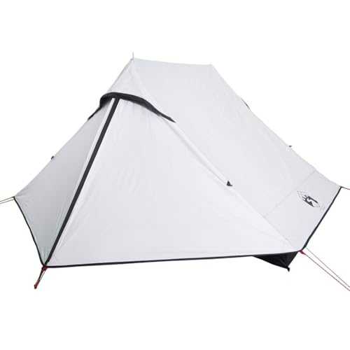 ** vidaXL 2-Person Camping Tent - White Blackout Fabric, Waterproof, Portable, Easy Setup with E-Port