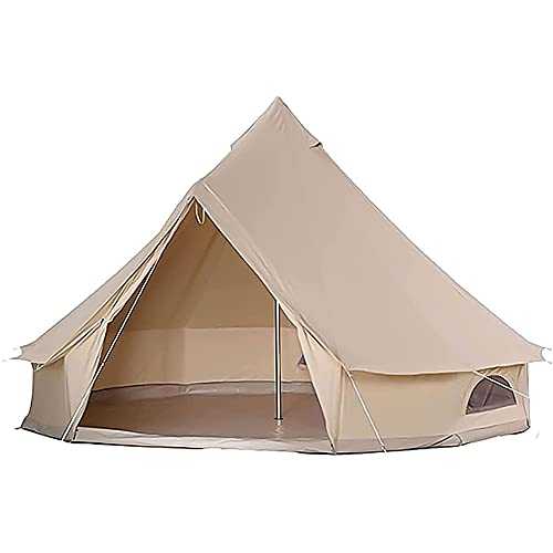 MOLVUS Outdoor Bell Tents Large Canvas Glamping Yurt Teepee Tents with Zipped Groundsheet and Chimney for Family Camping Hiking Hunting Party Shelter, 3/4/5/6m