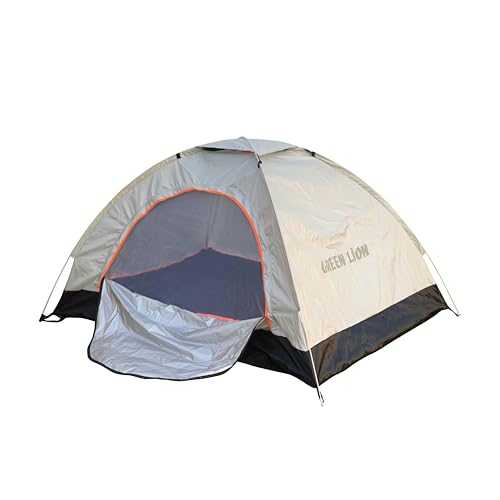 Green Lion Camping Tent for 1/2/3 Person Sets Up in 10 Mins, UV Protection, Ventilated Mesh, Weatherproof Shelter for Lightweight, Travel, Camping, Festivals, Backyard, Sleepovers - Beige