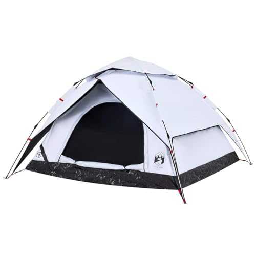 vidaXL Dome Camping Tent for 5-Person - White Blackout Fabric with PU Coating, Quick-Release Setup, Waterproof, and Comfortable Ventilation