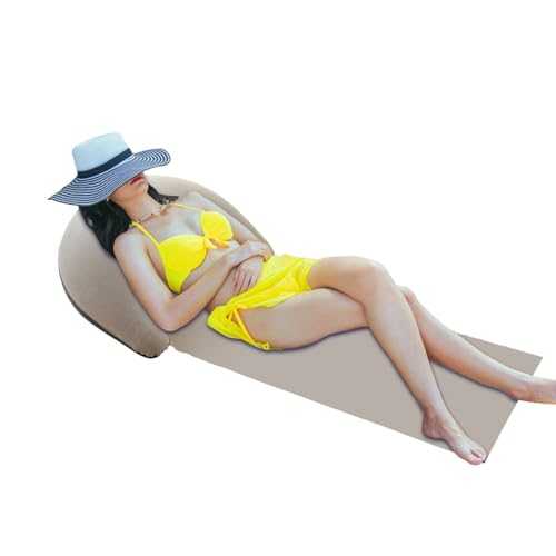 Beach Mat With Inflatable Pillow, Sandproof Lounger, Resting Relaxing Pad Foldable For Family Friends Sun Bathing Tanning 63X27Inch
