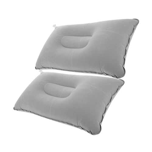 Happyyami 2PCS Outdoor Inflatable Travel Pillow Thickened Supportive Air Pillow for Camping Hiking Napping Portable and Foldable Design Light Grey