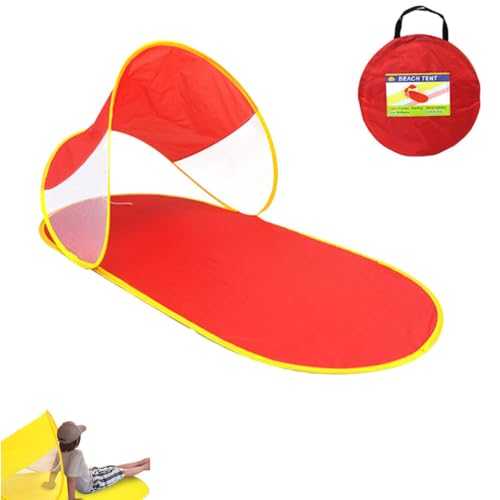 Pop Up Beach Tent,Beach Shade Baby Canopy,Resistant Beach Tent with Carry Bag for Family,Beach,Fishing,Camping Outdoor (Red)