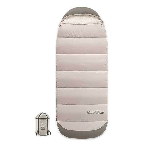 Naturehike Cotton Flannel Camping Sleeping Bag 41°F-54°F with Hooded and Portable Compression Sack for 3-4 Seasons for Hiking Outdoor Travel Lightweight and Portable Adventures