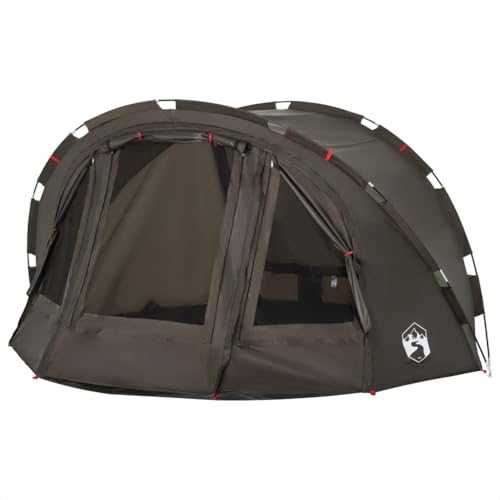 vidaXL Brown Fishing/Camping Tent for 4-Person - Waterproof, UV Protection, Foldable with E-Port and Carry Bag