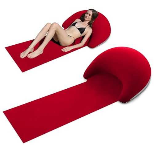 Beach mat with Inflatable Pillow, Portable mat, 70X30Inch (Red)