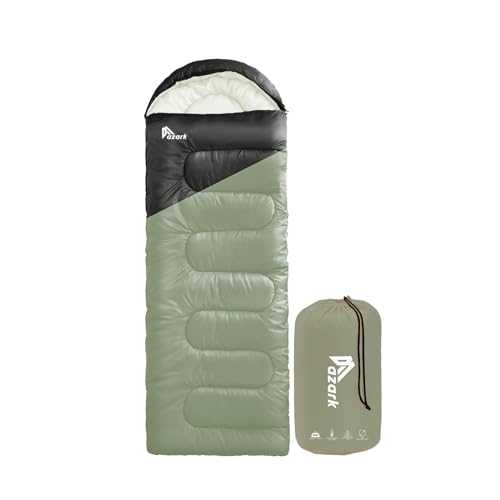 azark Premium Lightweight Sleeping Bag for Adults & Kids, 400 GSM, 4 Season Waterproof Sleeping Bag, Comfortable & Portable, Machine Washable, Camping & Hiking Essential