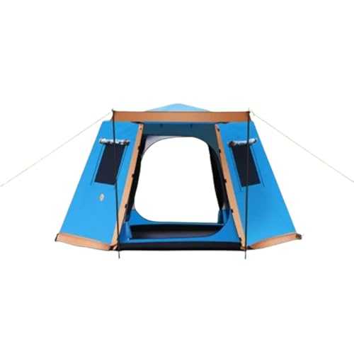 Large Cabin Tent for Outdoor Camping Thickened All-aluminum Automatic Folding Portable Tent for Overnight Use (Blue)