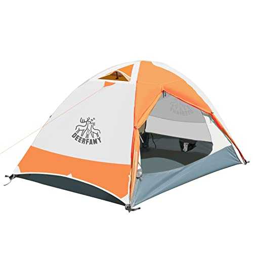 DEERFAMY Tent for Camping Waterproof 2 3 4 Person - Backpacking Tent with Expandable Storage Bag, Double Layer Camping Tent with Aluminum Poles for Family Outdoors Camping, Hiking