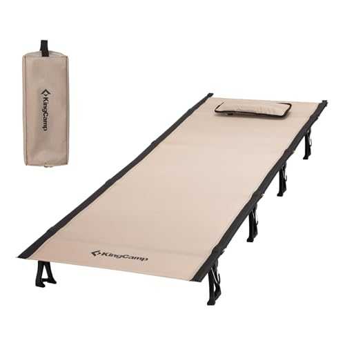 KingCamp Ultralight Folding Camping Cot - Extra Wide Portable Bed for Adults, Oversized Sleeping Cot for Outdoors, Travel, Backyard - Backpacking Cot with Carry Bag - Khaki