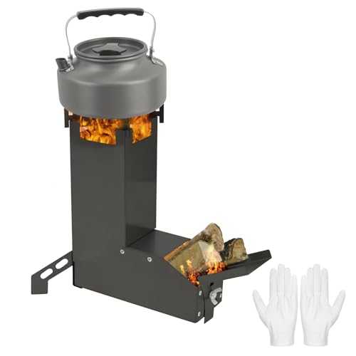 Rocket Stove Portable Camping Stove: GEEKHOM Stainless Steel Folding Wood Burning Stove with Storage Bag, Gloves - Outdoor Cooking Essentials for Camp, Picnic, Hunting, Fishing, BBQ