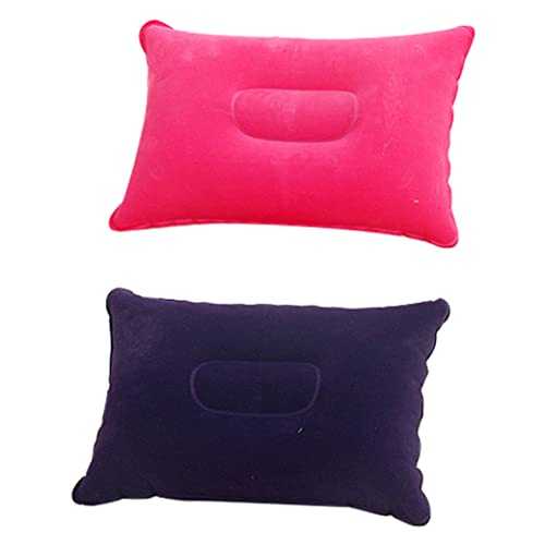 Inflatable Pillow 2PCS Beach Pillow 9.45x13.58 inch Inflatable Travel Pillow Soft Blow Up Pillow Compact Square Travel Cushion for Office Sofa Camping Backpacking