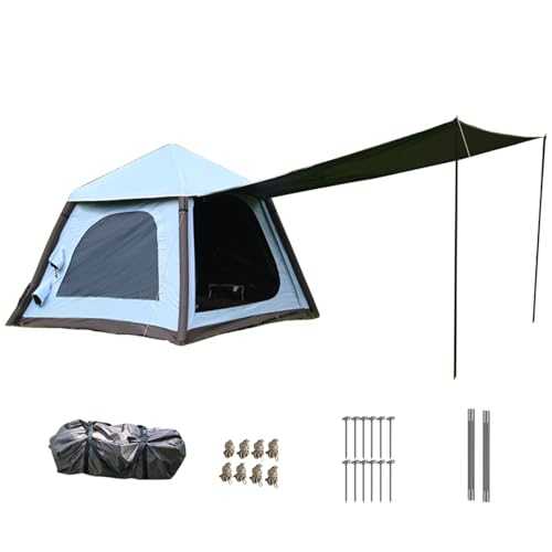 Inflatable Tent with Porch, 2-4 Person Family Cabin Tents for Camping, Air House Tent, One-Click Automatic Inflation, Easy Setup Large Blow Up Tents, Glamping Tents Large Vestibule Blue
